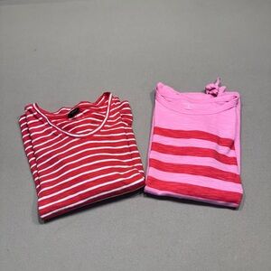 Talbots set of 2 Red and Pink Striped Tops
